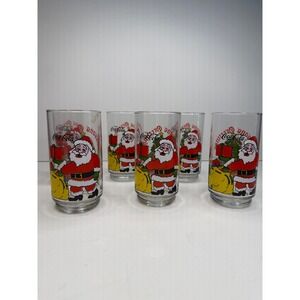 Set of 6 McCrory 100th Anniversary Coca-Cola Christmas Tumbler Glasses Vintage